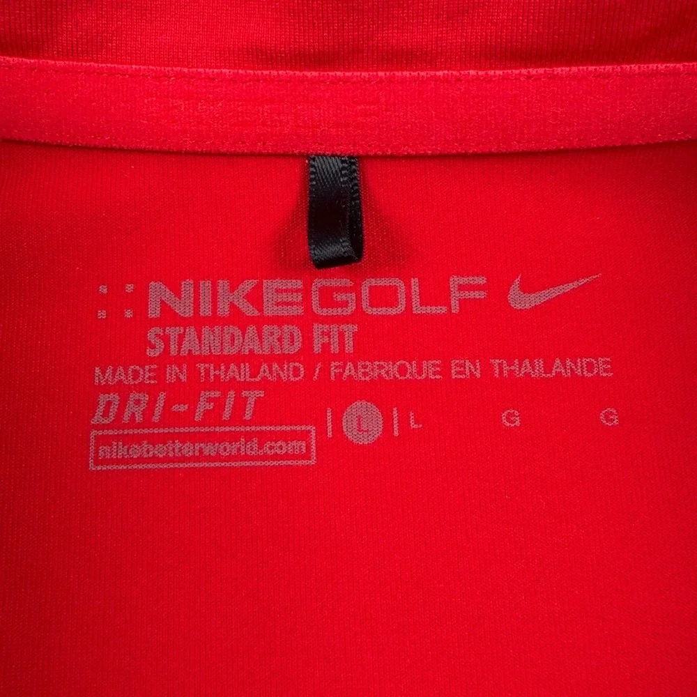 Nike Golf Polo Mens Large Red White Colorblock Dri-FIT Standard Fit 725527-657